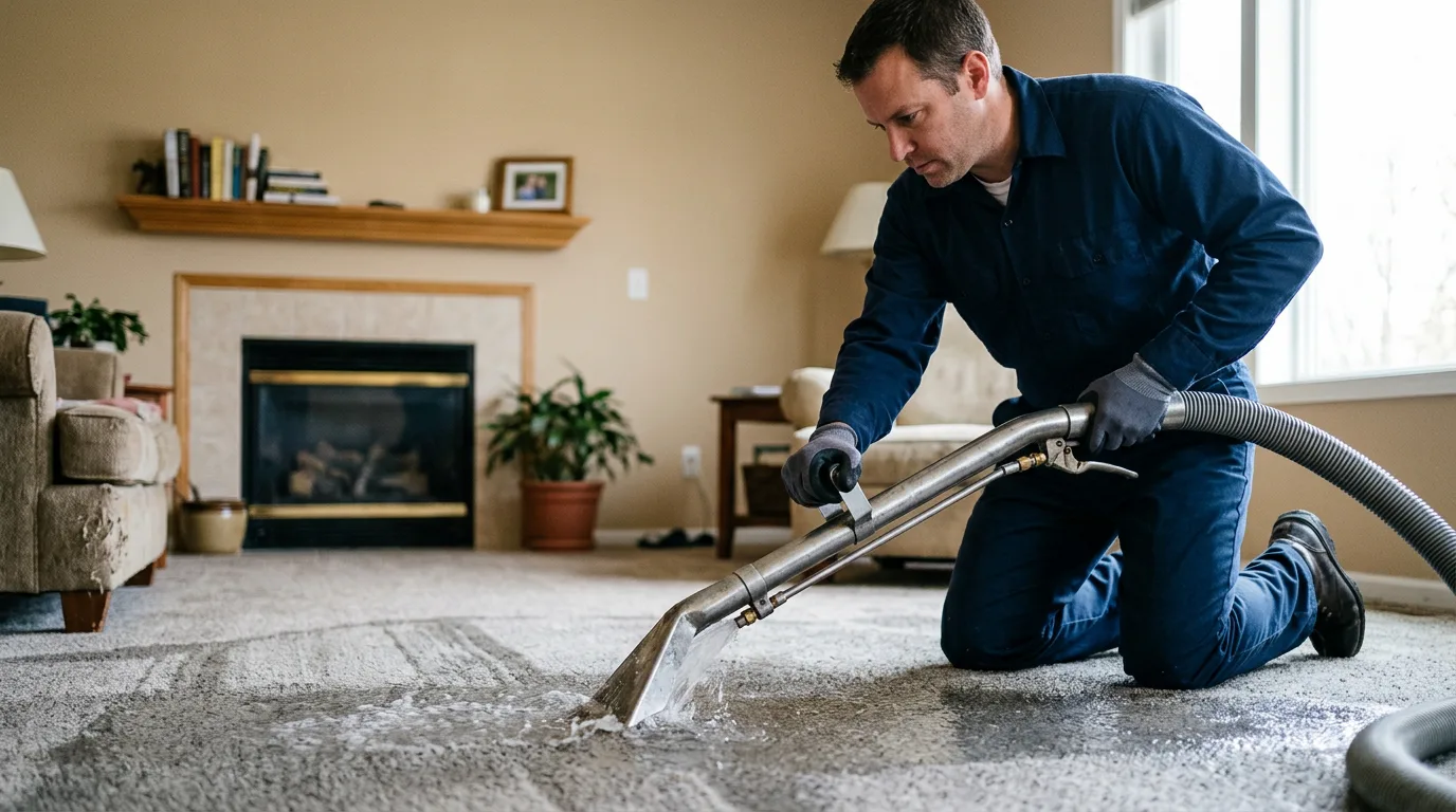 Water damage restoration technician working near Lansford, ND